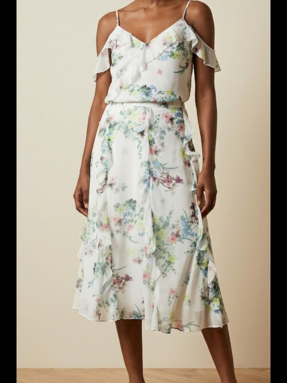 Ted Baker ruffled skirt Pergola print. Size 14